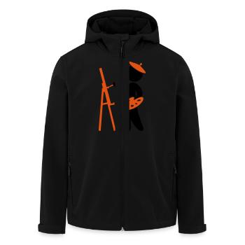 Ein Maler arbeitet an seinem Meisterwerk - Recycelte Männer Softshell-Jacke von Stanley/Stella - Schwarz - Vorne - AI Model Male 185 light (185cm)
