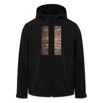 wood - Men’s Recycled Softshell Jacket by Stanley/Stella - black - Front - AI Model Male 185 light (185cm)