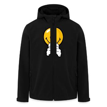 Smiley Confidence Expectation - Men’s Recycled Softshell Jacket by Stanley/Stella - black - Front - AI Model Male 185 light (185cm)