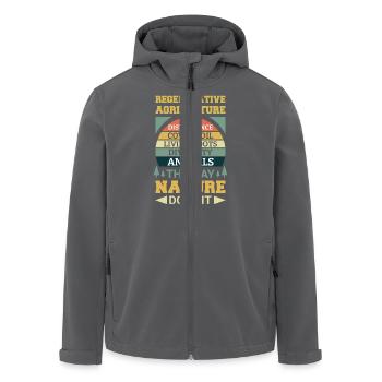 Regenerative Agriculture - With 5 Points - Men’s Recycled Softshell Jacket by Stanley/Stella - anthracite - Front - AI Model Male 185 light (185cm)