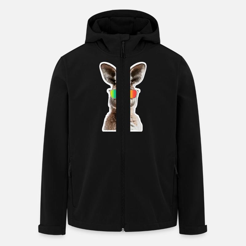 Lustiges Känguru mit Sonnenbrille für einen - Recycelte Männer Softshell-Jacke von Stanley/Stella - Schwarz