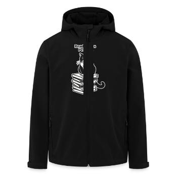 Chat assis sur des livres - Lire des livres, Chat de compagnie Design - Veste softshell homme en polyester recyclé Stanley/Stella - noir - Devant - AI Model Male 185 light (185cm)