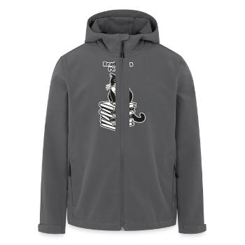 Chat assis sur des livres - Lire des livres, Chat de compagnie Design - Veste softshell homme en polyester recyclé Stanley/Stella - charbon - Devant - AI Model Male 185 light (185cm)