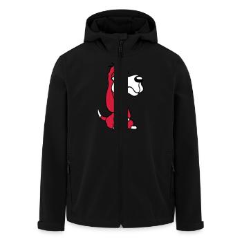Dog Sitting Drooling Spit Tongue Funny Silly Comic - Men’s Recycled Softshell Jacket by Stanley/Stella - black - Front - AI Model Male 185 light (185cm)