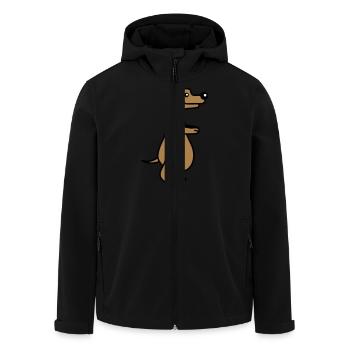 Hund Dicker Bauch Übergewicht Lustig Cartoon Comic - Recycelte Männer Softshell-Jacke von Stanley/Stella - Schwarz - Vorne - AI Model Male 185 light (185cm)