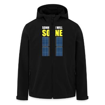 Sonne, Photovoltaik, Solarzelle, Sommerfans, Strom - Recycelte Männer Softshell-Jacke von Stanley/Stella - Schwarz - Vorne - AI Model Male 185 light (185cm)