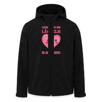 Put a smile on my heart - Men’s Recycled Softshell Jacket by Stanley/Stella - black - Front - AI Model Male 185 light (185cm)
