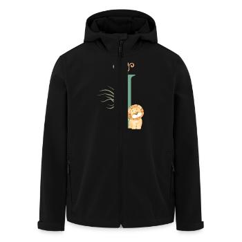 Lettre i vert animaux jungle - Veste softshell homme en polyester recyclé Stanley/Stella - noir - Devant - AI Model Male 185 light (185cm)