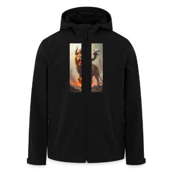 Chimère, monstre à trois têtes, lion crachant du feu - Veste softshell homme en polyester recyclé Stanley/Stella - noir - Devant - AI Model Male 185 light (185cm)