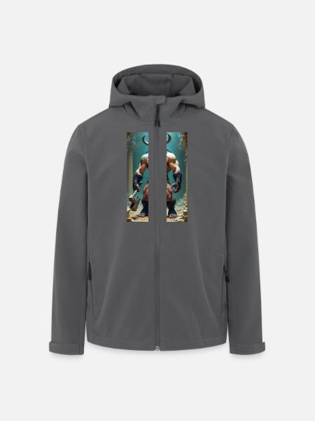 Minotaur, massive bull-headed warrior gripping axe - Men’s Recycled Softshell Jacket by Stanley/Stella - black