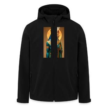 Ptah, blauhäutiger Gott, hält ein Zepter in der Hand, glühend - Recycelte Männer Softshell-Jacke von Stanley/Stella - Schwarz - Vorne - AI Model Male 185 light (185cm)