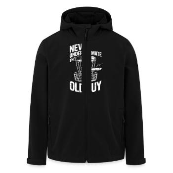 Never Underestimate the old guy disc golfing - Men’s Recycled Softshell Jacket by Stanley/Stella - black - Front - AI Model Male 185 light (185cm)