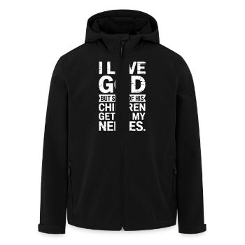Ich liebe Gott, aber manche seiner Kinder nerven! - Recycelte Männer Softshell-Jacke von Stanley/Stella - Schwarz - Vorne - AI Model Male 185 light (185cm)