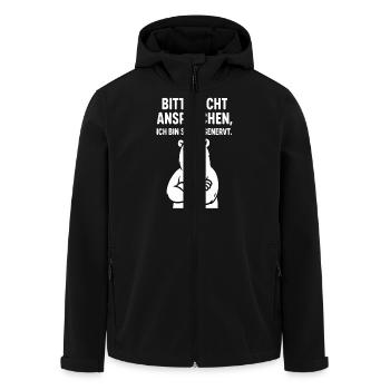 Eisbär - bitte nicht ansprechen. - Recycelte Männer Softshell-Jacke von Stanley/Stella - Schwarz - Vorne - AI Model Male 185 light (185cm)