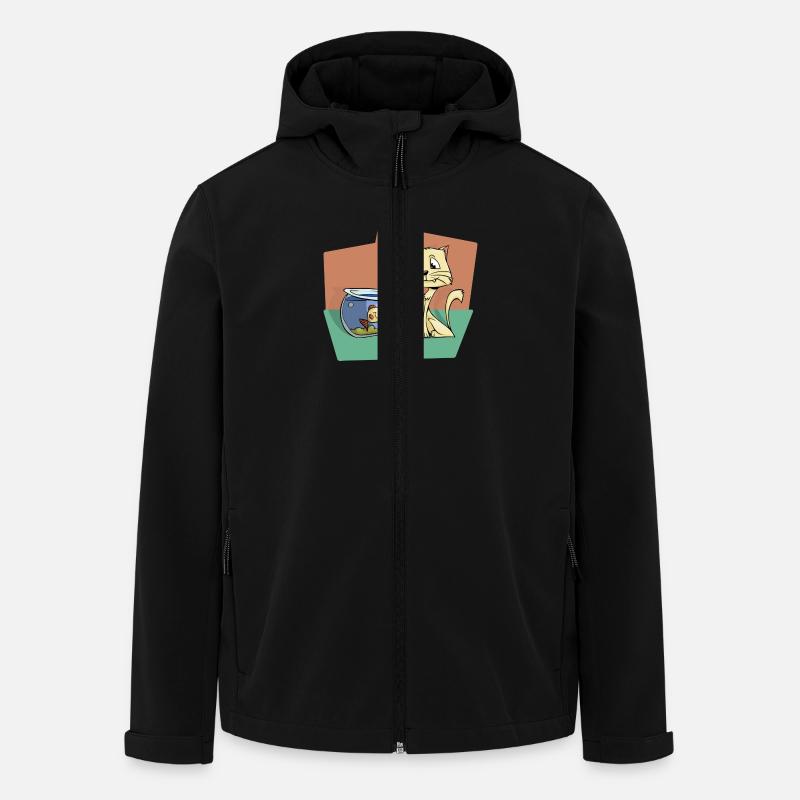 Chat avec des poissons - Veste softshell homme en polyester recyclé Stanley/Stella - noir