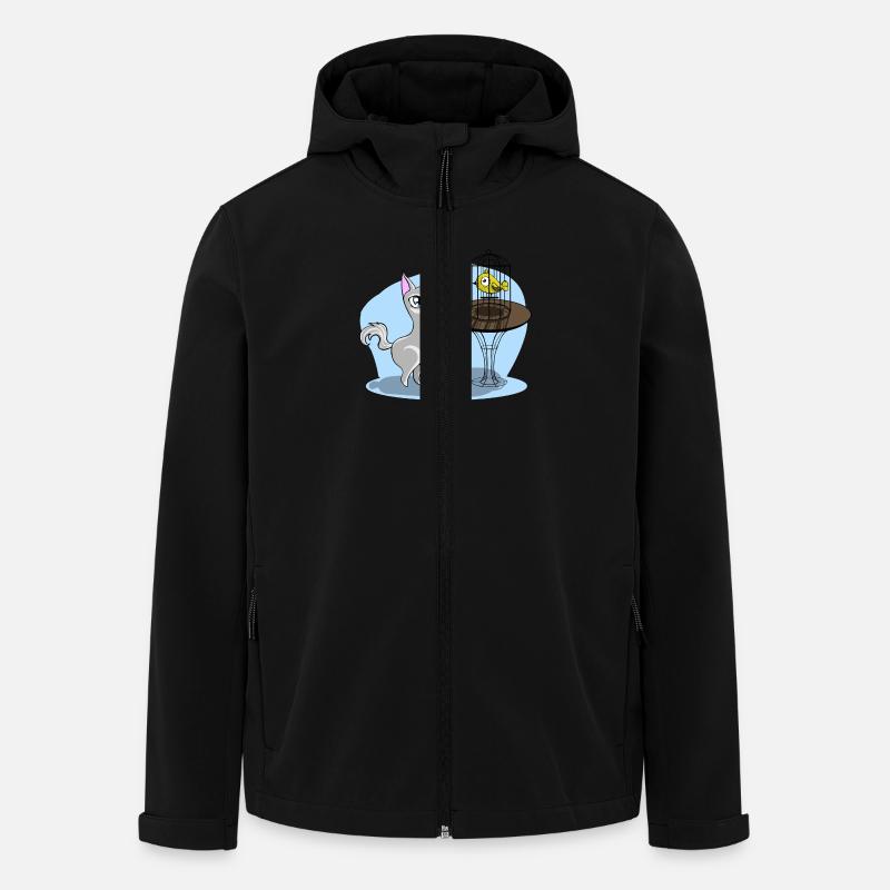Katze mit Vogel - Recycelte Männer Softshell-Jacke von Stanley/Stella - Schwarz