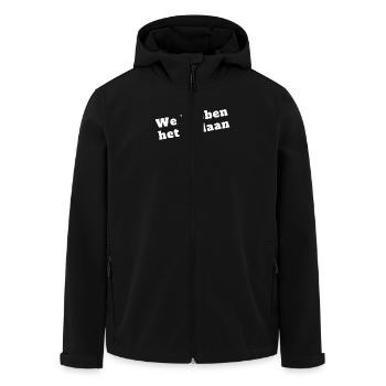 We did it - Men’s Recycled Softshell Jacket by Stanley/Stella - black - Front - AI Model Male 185 light (185cm)