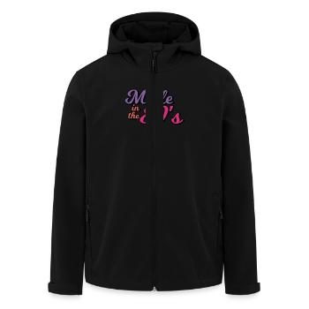 Hergestellt in den 80er Jahren - Recycelte Männer Softshell-Jacke von Stanley/Stella - Schwarz - Vorne - AI Model Male 185 light (185cm)