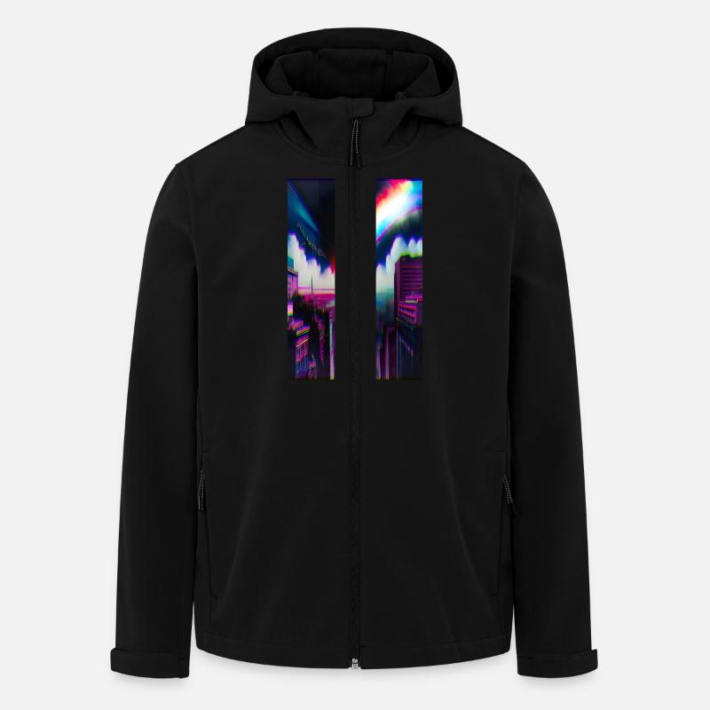 Futuristic Rainbow City Art - Men’s Recycled Softshell Jacket by Stanley/Stella - black