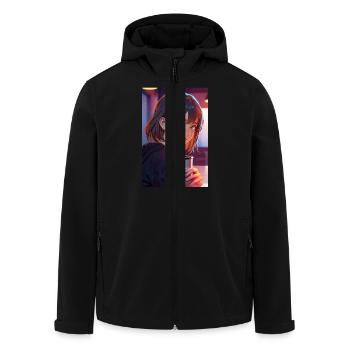 "Anime Girl Design - Motif Manga Esthétique pour - Veste softshell homme en polyester recyclé Stanley/Stella - noir - Devant - AI Model Male 185 light (185cm)