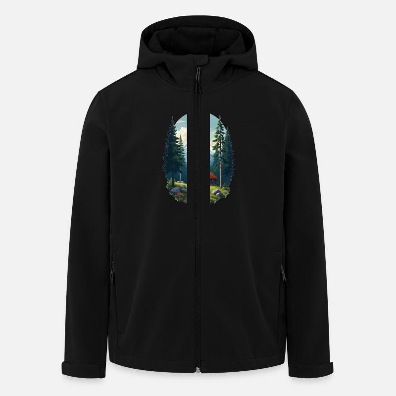 Cabane pixélisée dans les bois - Veste softshell homme en polyester recyclé Stanley/Stella - noir