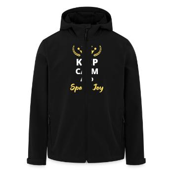“Keep Calm and Spark Joy” - Positif et inspirant - Veste softshell homme en polyester recyclé Stanley/Stella - noir - Devant - AI Model Male 185 light (185cm)