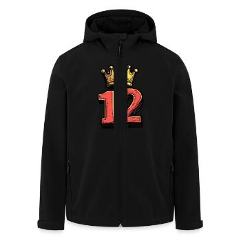 12 Zahl Trikot Krone - Recycelte Männer Softshell-Jacke von Stanley/Stella - Schwarz - Vorne - AI Model Male 185 light (185cm)