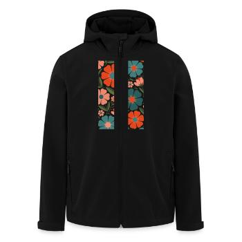 Boho Flora Flowers - Men’s Recycled Softshell Jacket by Stanley/Stella - black - Front - AI Model Male 185 light (185cm)