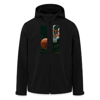 Basketball auf dem Weg zum Korb - Recycelte Männer Softshell-Jacke von Stanley/Stella - Schwarz - Vorne - AI Model Male 185 light (185cm)