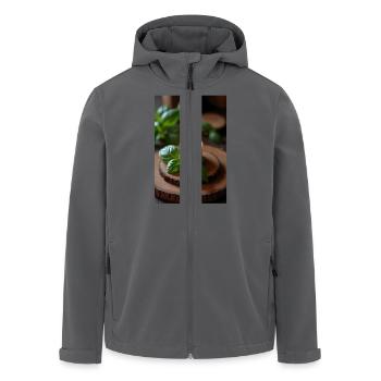 Brennende Kerze mit Basilikum auf rustikalem Holz - Recycelte Männer Softshell-Jacke von Stanley/Stella - Schwarz - Vorne - AI Model Male 185 light (185cm)