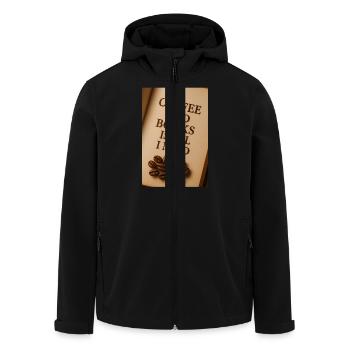 Un café et des livres sont tout ce dont j’ai besoin - Veste softshell homme en polyester recyclé Stanley/Stella - noir - Devant - AI Model Male 185 light (185cm)