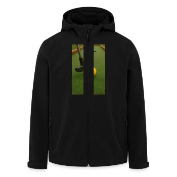 Sport - Miniature golf - Men’s Recycled Softshell Jacket by Stanley/Stella - black - Front - AI Model Male 185 light (185cm)