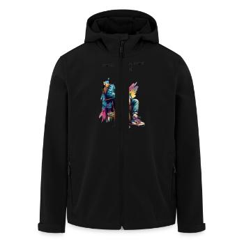 Emotionally exhausted but super stylish - Men’s Recycled Softshell Jacket by Stanley/Stella - black - Front - AI Model Male 185 light (185cm)