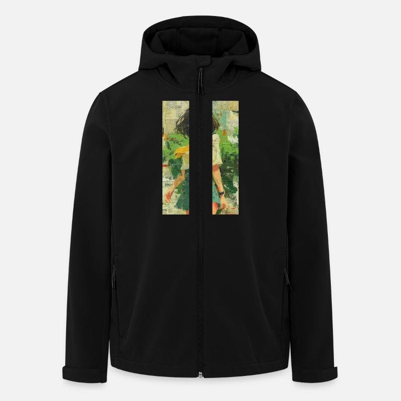 Texturierte Anime Mädchen Collage Kunst - Recycelte Männer Softshell-Jacke von Stanley/Stella - Schwarz