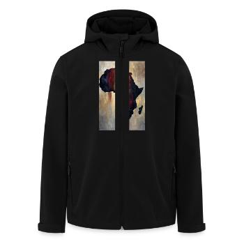 Carte de l’Afrique Impression d’art tribal - Veste softshell homme en polyester recyclé Stanley/Stella - noir - Devant - AI Model Male 185 light (185cm)