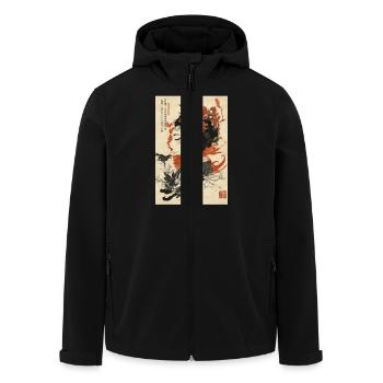 Floral Geisha Ink Art - Men’s Recycled Softshell Jacket by Stanley/Stella - black - Front - AI Model Male 185 light (185cm)