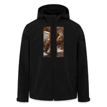 Sasquatch at the Barber Shop - Men’s Recycled Softshell Jacket by Stanley/Stella - black - Front - AI Model Male 185 light (185cm)