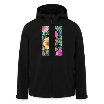 Flowers - Men’s Recycled Softshell Jacket by Stanley/Stella - black - Front - AI Model Male 185 light (185cm)