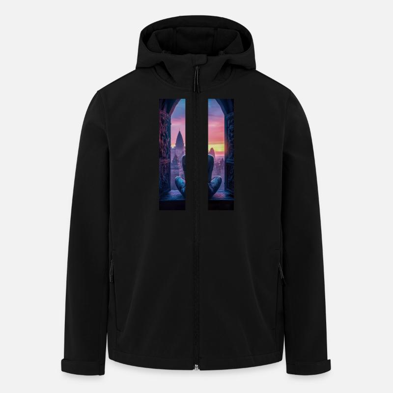 Fantasy City Sunset View - Men’s Recycled Softshell Jacket by Stanley/Stella - black