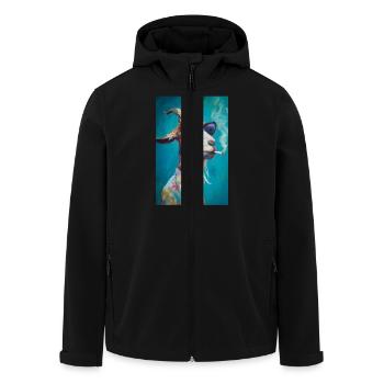 Chill Goat in Shades - Men’s Recycled Softshell Jacket by Stanley/Stella - black - Front - AI Model Male 185 light (185cm)