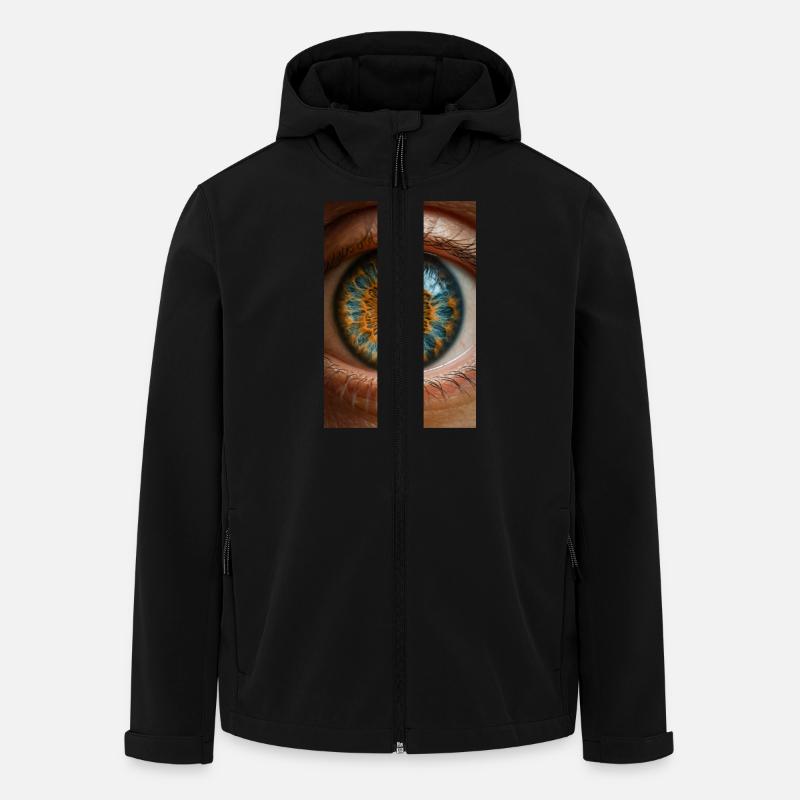 Feurige blaue Iris Nahaufnahme - Recycelte Männer Softshell-Jacke von Stanley/Stella - Schwarz