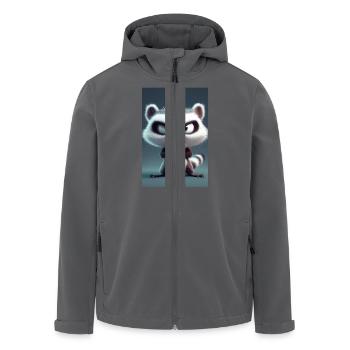 Angry Cartoon Raccoon Roar - Men’s Recycled Softshell Jacket by Stanley/Stella - black - Front - AI Model Male 185 light (185cm)