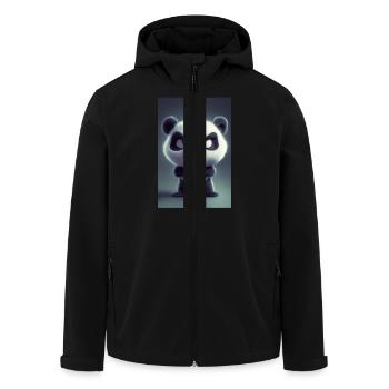 Mürrische Cartoon Panda Stimmung - Recycelte Männer Softshell-Jacke von Stanley/Stella - Schwarz - Vorne - AI Model Male 185 light (185cm)
