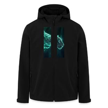 Neonfarbene Jaguar-Geistform - Recycelte Männer Softshell-Jacke von Stanley/Stella - Schwarz - Vorne - AI Model Male 185 light (185cm)