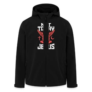 Nicht heute Jesus! Satanist Atheist Goth Aesthetic - Recycelte Männer Softshell-Jacke von Stanley/Stella - Schwarz - Vorne - AI Model Male 185 light (185cm)