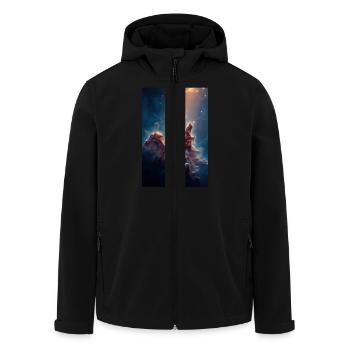 Heavenly Light Over Nebula Peaks - Men’s Recycled Softshell Jacket by Stanley/Stella - black - Front - AI Model Male 185 light (185cm)