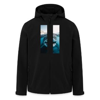 Mega Shark Close-Up Encounter - Men’s Recycled Softshell Jacket by Stanley/Stella - black - Front - AI Model Male 185 light (185cm)