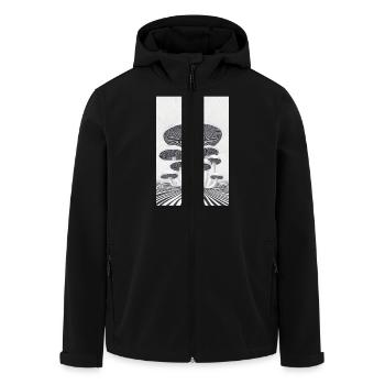 Optischer Pilzwald - Recycelte Männer Softshell-Jacke von Stanley/Stella - Schwarz - Vorne - AI Model Male 185 light (185cm)