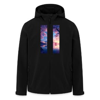 Tranquil View of Mount Fuji - Men’s Recycled Softshell Jacket by Stanley/Stella - black - Front - AI Model Male 185 light (185cm)