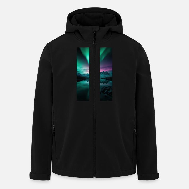 Polarlichter über arktischen Gipfeln - Recycelte Männer Softshell-Jacke von Stanley/Stella - Schwarz